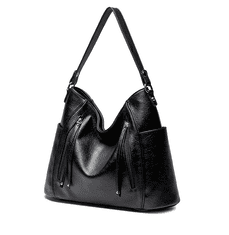 Camerazar "Elegantní dámská nýtovaná taška přes rameno, černá, ekologická kůže, 29x39x14 cm"
