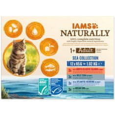 IAMS Kapsička Naturally Adult mořské maso v omáčce multipack 1020g (12x85g)