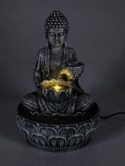 HOMESTYLING Fontána pokojová s LED osvětlením 29 cm Budha šedá