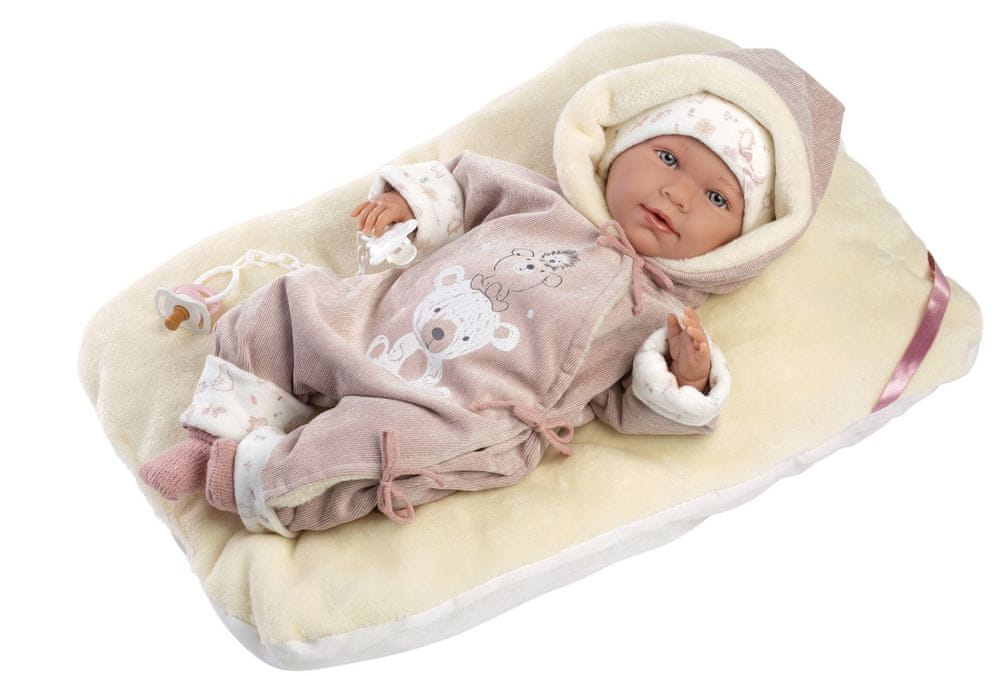 Llorens 74106 New Born - realistická panenka miminko se zvuky a měkkým látkovým tělem - 42 cm