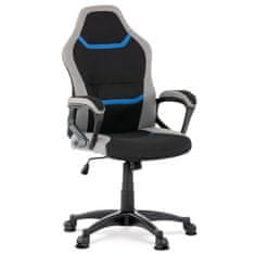 Autronic Kancelářská a herní židle, potah modrá, šedá a černá látka, houpací mechanismus
