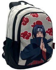 CurePink Školní batoh Naruto: Itachi (objem 26 litrů|30 x 44 x 20 cm) šedá tkanina