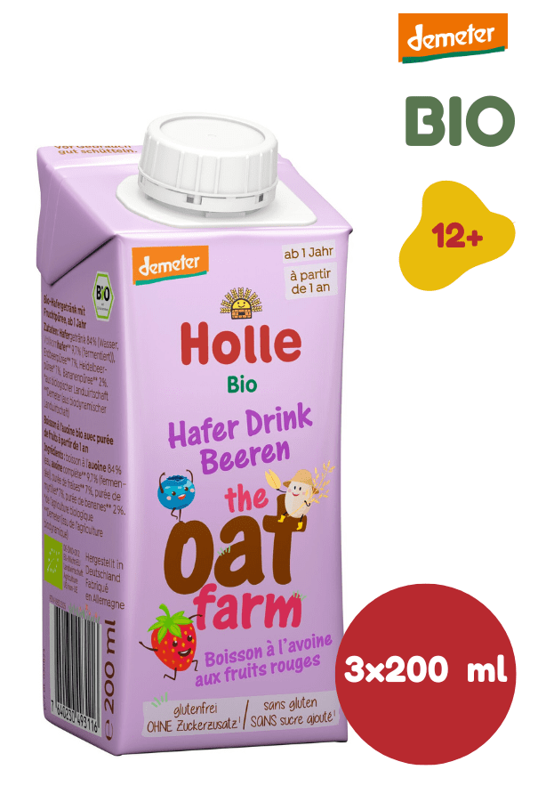 Levně Holle Bio ovesný nápoj s jahodami a borůvkami 3 x 200 ml