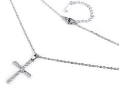 Kraftika 1ks crystal křížek náhrdelník z nerezové oceli srdce