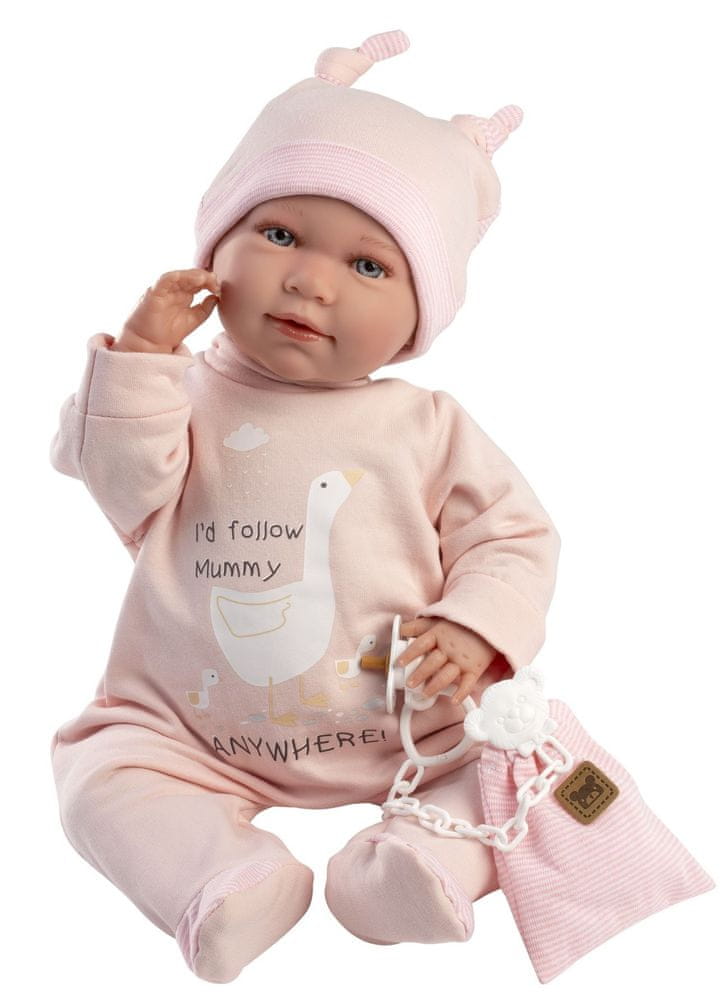 Levně Llorens 74108 New Born - realistická panenka miminko se zvuky a měkkým látkovým tělem - 42 cm