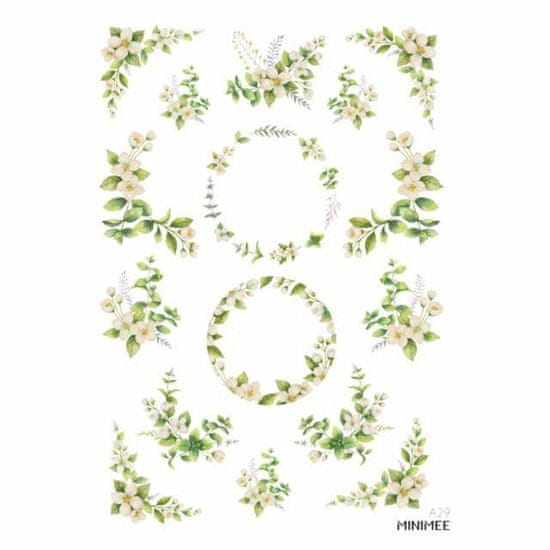 MINIMEE Samolepky a5 - bílé květy, , jednoduché