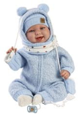 Llorens 84479 New Born- realistická panenka miminko se zvuky a měkkým látkovým tělem - 44 cm
