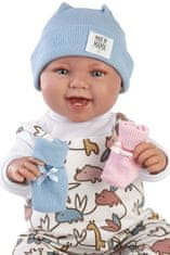 Llorens 84481 New Born 2 v 1 - realistická panenka miminko se zvuky a měkkým látkovým tělem - 44 cm