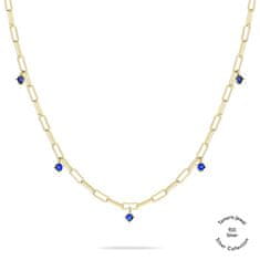 Tamaris Luxusní pozlacený náhrdelník s modrými zirkony TJ-0540-N-45