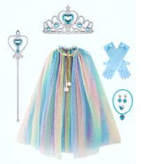 EXCELLENT Duhový plášť pro princeznu - Modrá sada šperků