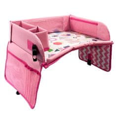 Timeless Tools Přenosný dětský stolek do auta, s kapsami - růžový