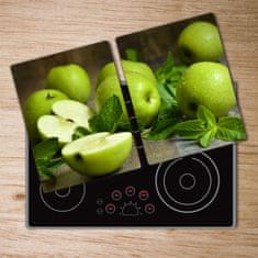 Wallmuralia Kuchyňská deska velká skleněná Zelená jablka 80x52 cm
