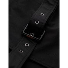 OMBRE Pánský kabát SLIM FIT s páskem černý MDN125065 L
