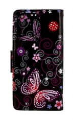TopQ Pouzdro Design Xiaomi Redmi Note 13 knížkové Fialoví motýlci černý 122082