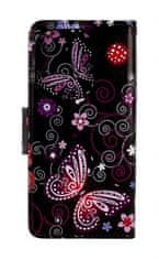 TopQ Pouzdro Design Xiaomi Redmi Note 13 Pro knížkové Fialoví motýlci černý 122070