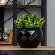 botle Keramický květináč barva Černá 15,5 cm H14,5 cm lesklý