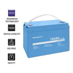 Qoltec Baterie LiFePO4 Lithium Iron Phospha Iron Phosphate | 12,8V | 100Ah | 1280Wh | BMS