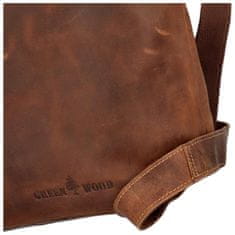 Green Wood Moderní luxusní kožená taška přes rameno DOMINIQUE, světle hnědá