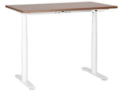 Beliani Elektricky nastavitelný psací stůl 120 x 72 cm tmavé dřevo/bílý DESTIN IV