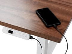 Beliani Elektricky nastavitelný psací stůl 160 x 72 cm tmavé dřevo/bílý DESTIN III