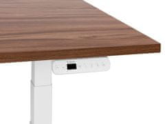 Beliani Elektricky nastavitelný psací stůl 160 x 72 cm tmavé dřevo/bílý DESTIN III