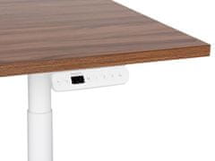 Beliani Elektricky nastavitelný psací stůl 120 x 72 cm tmavé dřevo/bílý DESTIN IV