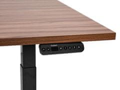 Beliani Elektricky nastavitelný psací stůl 160 x 72 cm tmavé dřevo/černý DESTIN III