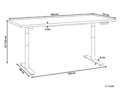 Beliani Elektricky nastavitelný psací stůl 160 x 72 cm tmavé dřevo/bílý DESTIN IV