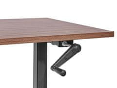Beliani Manuálně nastavitelný psací stůl 160 x 72 cm tmavé dřevo/černý DESTIN III