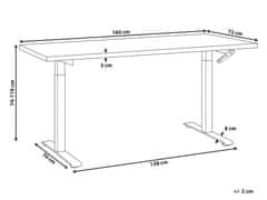 Beliani Manuálně nastavitelný psací stůl 160 x 72 cm tmavé dřevo/bílý DESTIN III
