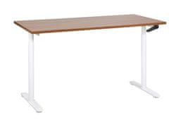 Beliani Manuálně nastavitelný psací stůl 160 x 72 cm tmavé dřevo/bílý DESTIN IV