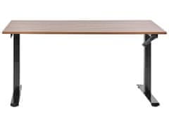Beliani Manuálně nastavitelný psací stůl 160 x 72 cm tmavé dřevo/černý DESTIN III