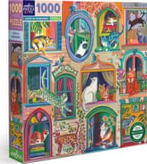 eeBoo Čtvercové puzzle Kočky v oknech 1000 dílků