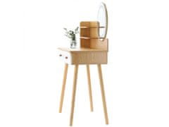 sarcia.eu Bílý kosmetický toaletní stolek, dřevěný, s LED zrcadlem 80x40x120 cm 