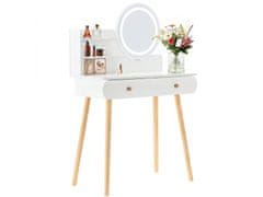 sarcia.eu Bílý kosmetický toaletní stolek s LED zrcadlem 80x40x120 cm 