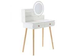 sarcia.eu Bílý kosmetický toaletní stolek s LED zrcadlem 80x40x120 cm 