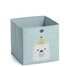 Zeller Dětský úložný box textilní, bledě modrý, motiv lední medvěd 28x28x28cm