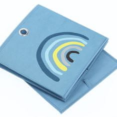 Zeller Dětský úložný box textilní, modrý, motiv duha 28x28x28cm