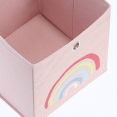 Zeller Dětský úložný box textilní, růžový, motiv duha 28x28x28cm