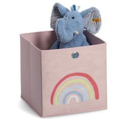 Zeller Dětský úložný box textilní, růžový, motiv duha 28x28x28cm