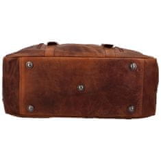 Green Wood Luxusní cestovní kožená taška Greenwood travel Sam, hnědá SANDAL