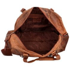 Green Wood Luxusní cestovní kožená taška Greenwood travel Sam, hnědá SANDAL
