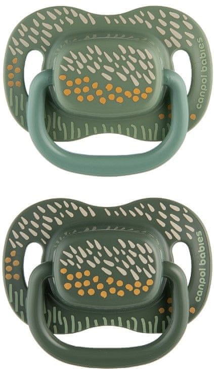 Levně Canpol babies Set symetrických silikonových dudlíků MOUNTAINS 6-18m 2ks zelený