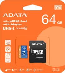 Adata Premier 64GB microSDXC / UHS-I CLASS10 A1 / 85/25 MB/s / + adaptér