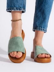 Amiatex Zajímavé nazouváky dámské zelené bez podpatku + Ponožky Gatta Calzino Strech, odstíny zelené, 41
