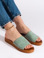 Amiatex Zajímavé nazouváky dámské zelené bez podpatku + Ponožky Gatta Calzino Strech, odstíny zelené, 41