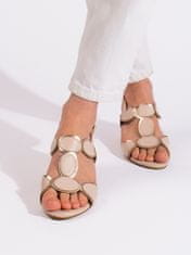 Amiatex Praktické hnědé dámské sandály na širokém podpatku, odstíny hnědé a béžové, 40