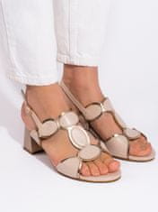 Amiatex Praktické hnědé dámské sandály na širokém podpatku, odstíny hnědé a béžové, 40