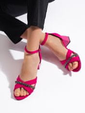 Amiatex Výborné sandály růžové dámské na širokém podpatku, odstíny růžové, 36