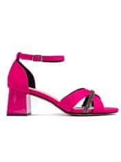 Amiatex Výborné sandály růžové dámské na širokém podpatku, odstíny růžové, 36